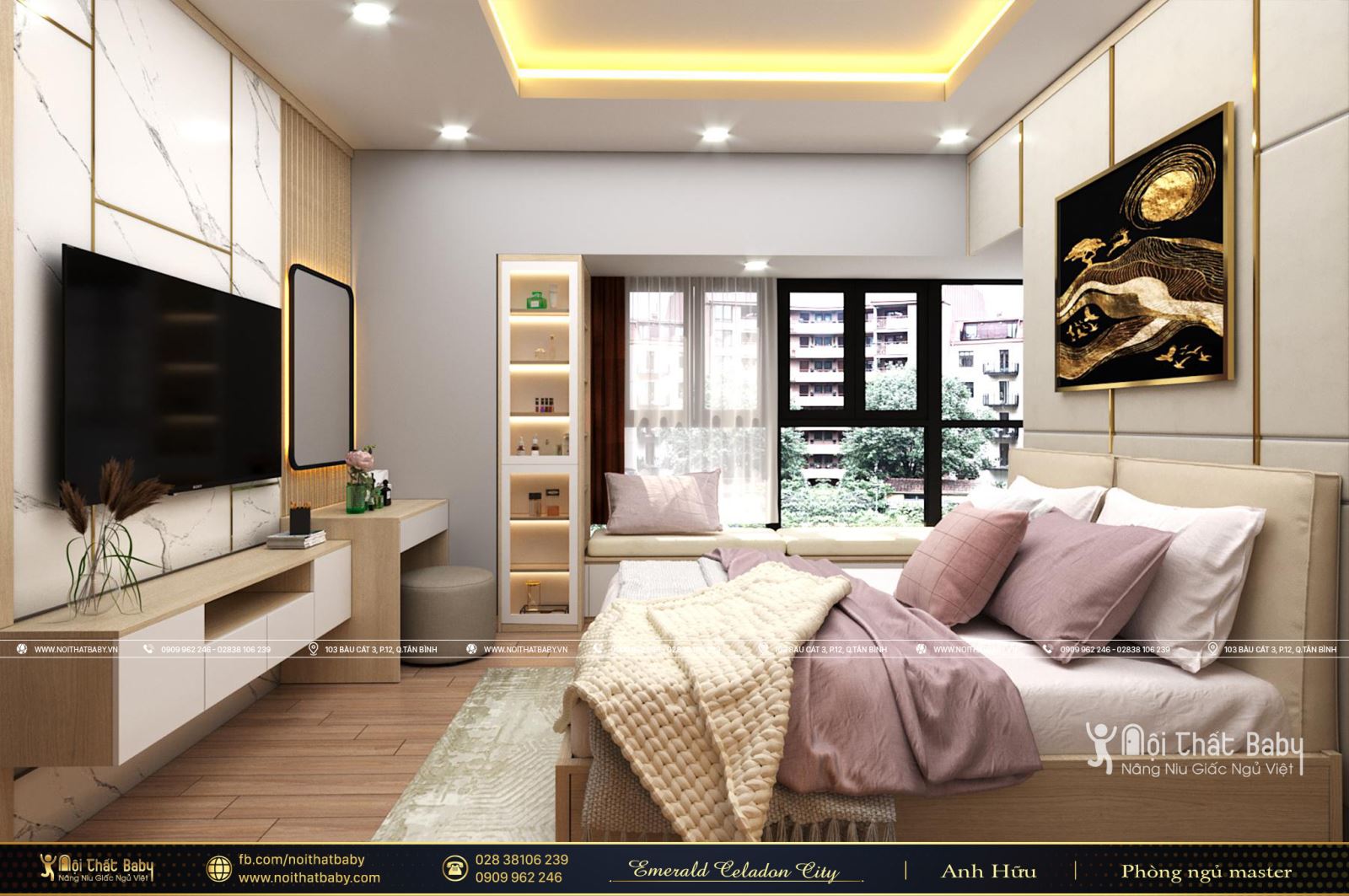 Vẻ đẹp cuốn hút từ mẫu thiết kế nội thất hiện đại căn Emerald Celadon City 104m2